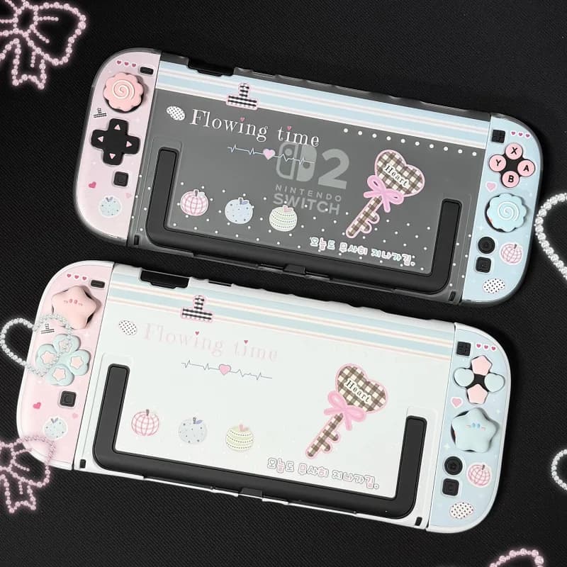 Protective Hard Case For Switch 2 Oled Korean Ins Style Sweet Heart Key Anti Scratch Shockproof Cover For Adult Gamers In Stock