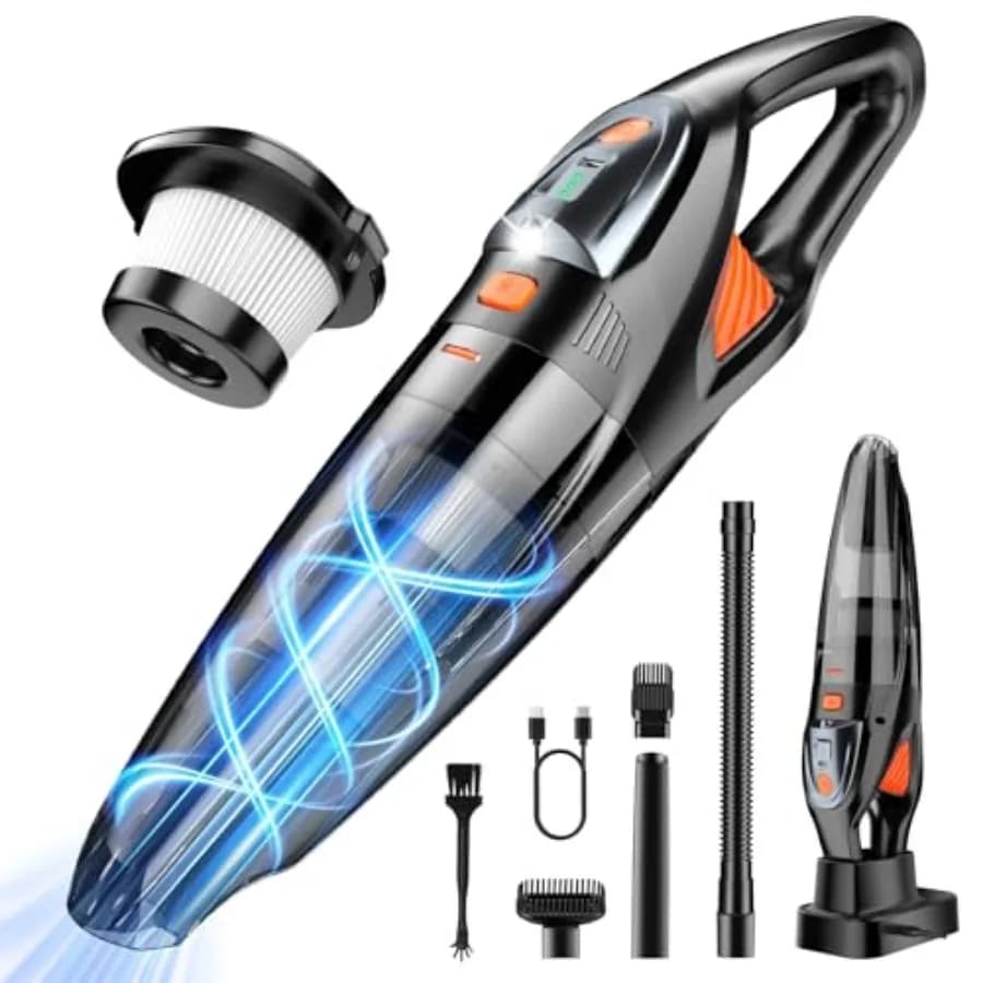 Aspirapolvere Portatile Senza Fili 25000PA Potente Aspirazione, Aspirapolvere per Auto Portatile, Aspirapolvere Manuale 3 in 1 Ricaricabile 8000mAh con LED