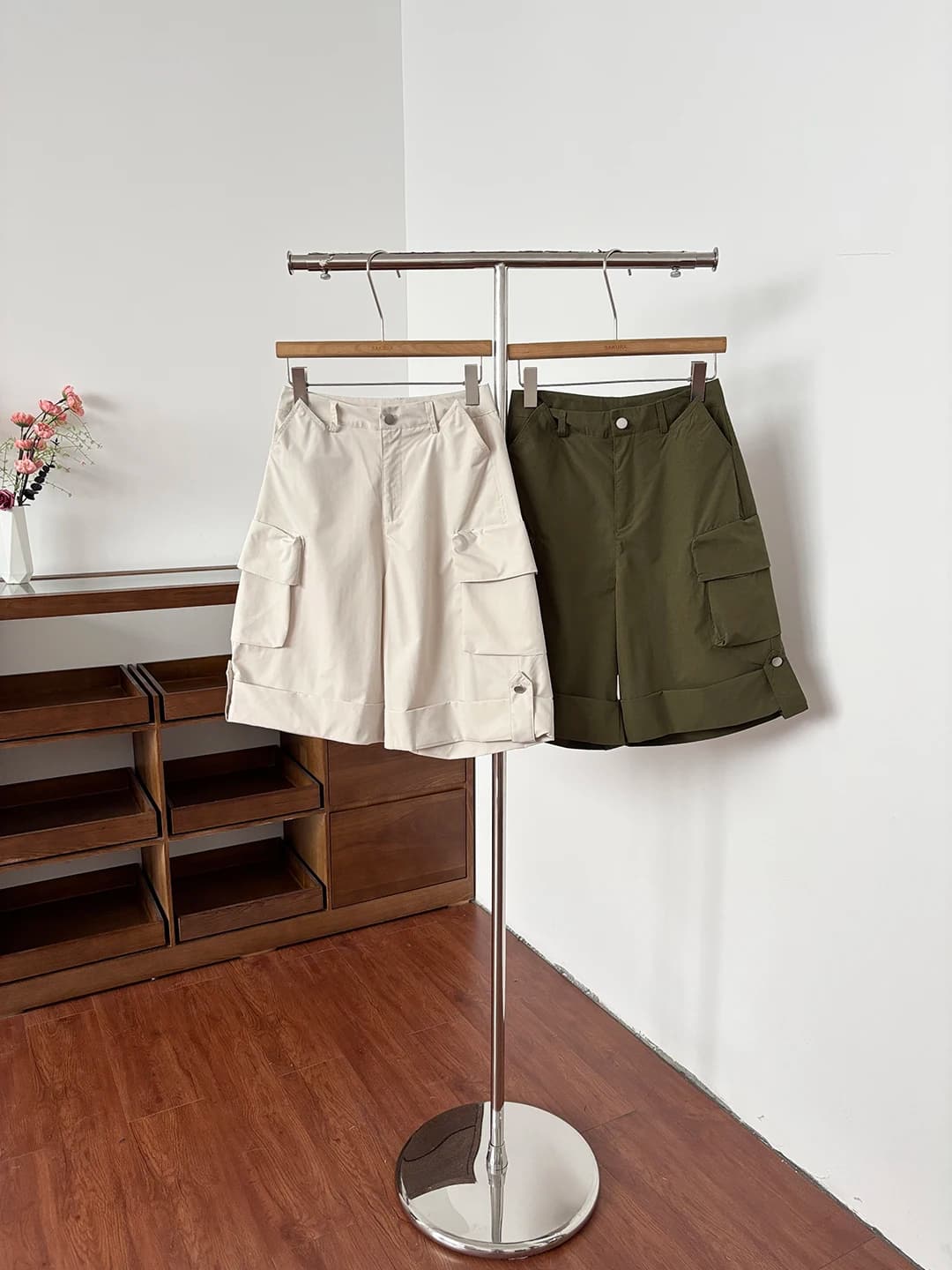 Diyi Pantaloncini Casual da Donna a Vita Alta Stile Workwear Lavato, Lunghezza Cinque Quarti, Gamba Dritta, Gamba Larga, Estate 2026