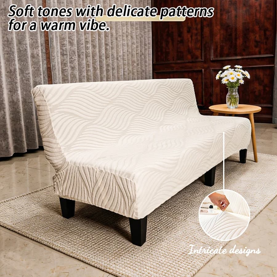 Jacquard Sofa Bed Covers High-quality Armless Sofa Cover Without Armrest for Living Room Stretch Folding Home Couch Slipcovers
