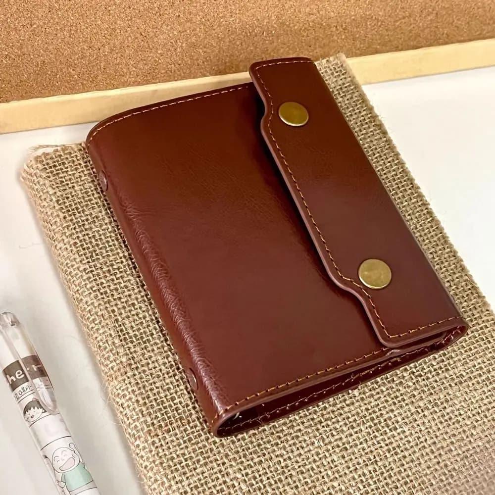 Retro Brown PU Leather M5 Loose-leaf Notebook Portable Travel Journal Students Diary Book DIY Scrapbook Notepad