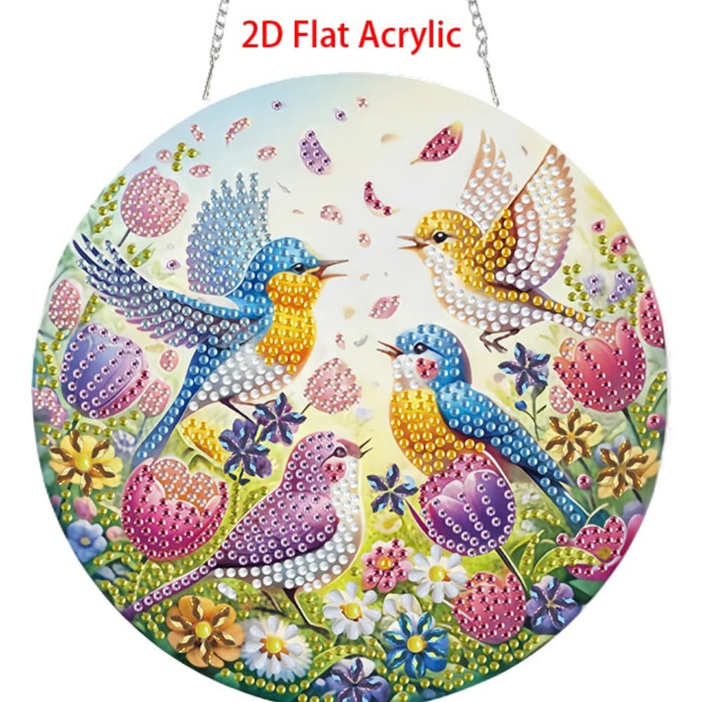 2D Flat Acrylic, 5D DIY Diamond Painting Kit Suitable for Beginners, Acrylic Mosaic Handmade Craft Pendant, Animal Bird Pattern