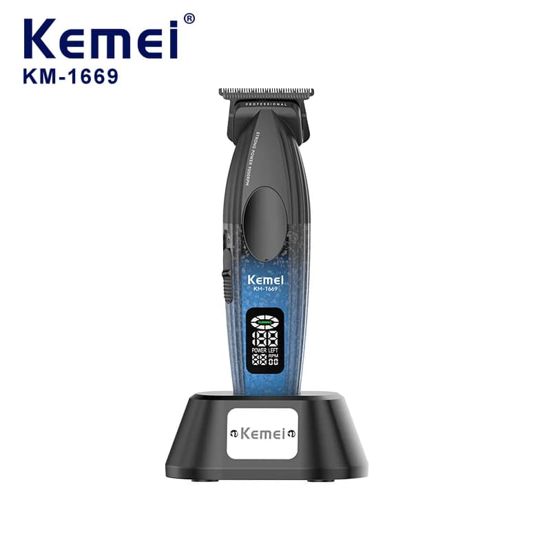 Tagliacapelli Kemei KM-1669, Trimmer Elettrico Professionale con Base di Ricarica per Uomo, Regalo per Uomini