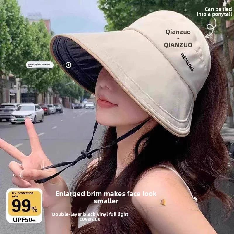 Cappello da donna con protezione solare, a tesa larga, antivento, anti-ribaltamento, fresco, con parte superiore aperta, protezione UV, per sport all'aperto, nuoto, spiaggia
