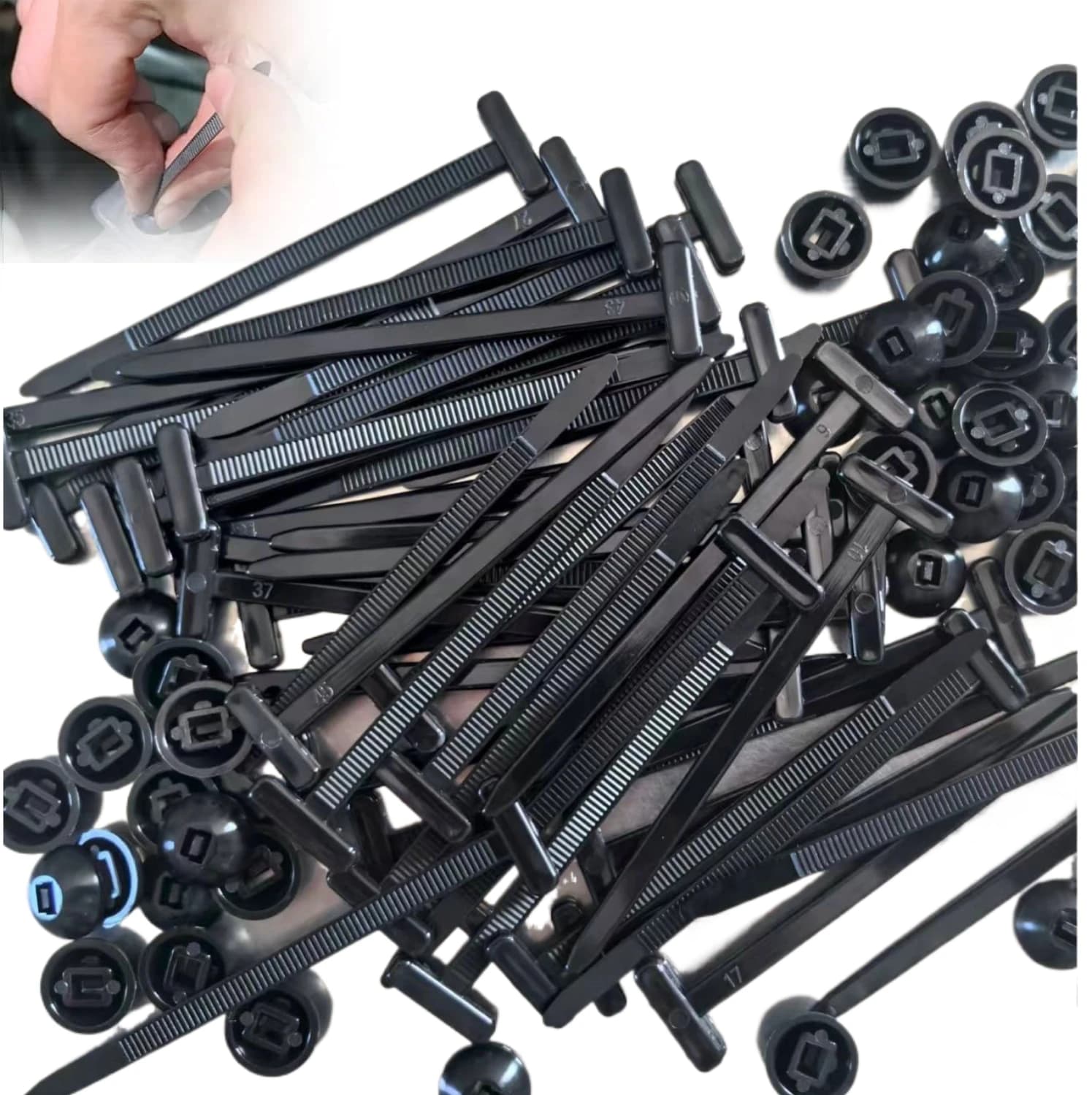 Morsetto per fascette in nylon multifunzionale da 100/200 pezzi con chiodi di fissaggio - Fibbia autobloccante per riparazioni auto e gestione dei cavi