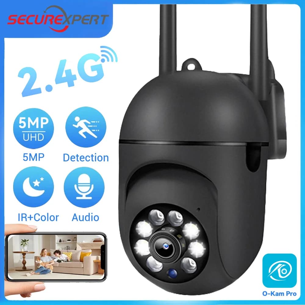 1/2/4 pz. Telecamera di Sicurezza Wireless WiFi HD da 5MP per Interni con Visione Notturna, Videocamera di Sorveglianza Wireless, Baby Monitor, Telecamera CCTV