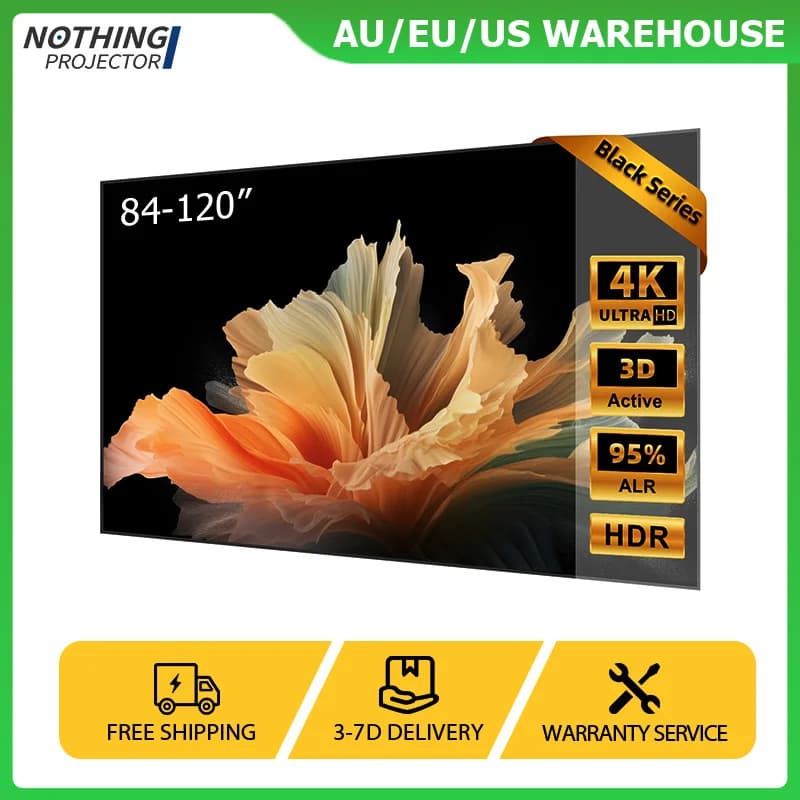 Schermo di proiezione NothingProjector Black Series 100-120 pollici ALR 95% per Home Cinema, compatibile con proiettori 3D 4K a ottica ultra corta