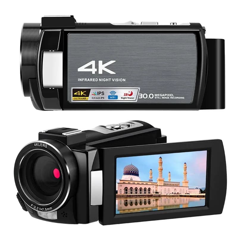 Telecamere digitali HD 4K completamente professionali da 3,0 pollici Videocamera Visione notturna WIFI MIC Touch Screen Videocamera Supporto Obiettivo esterno