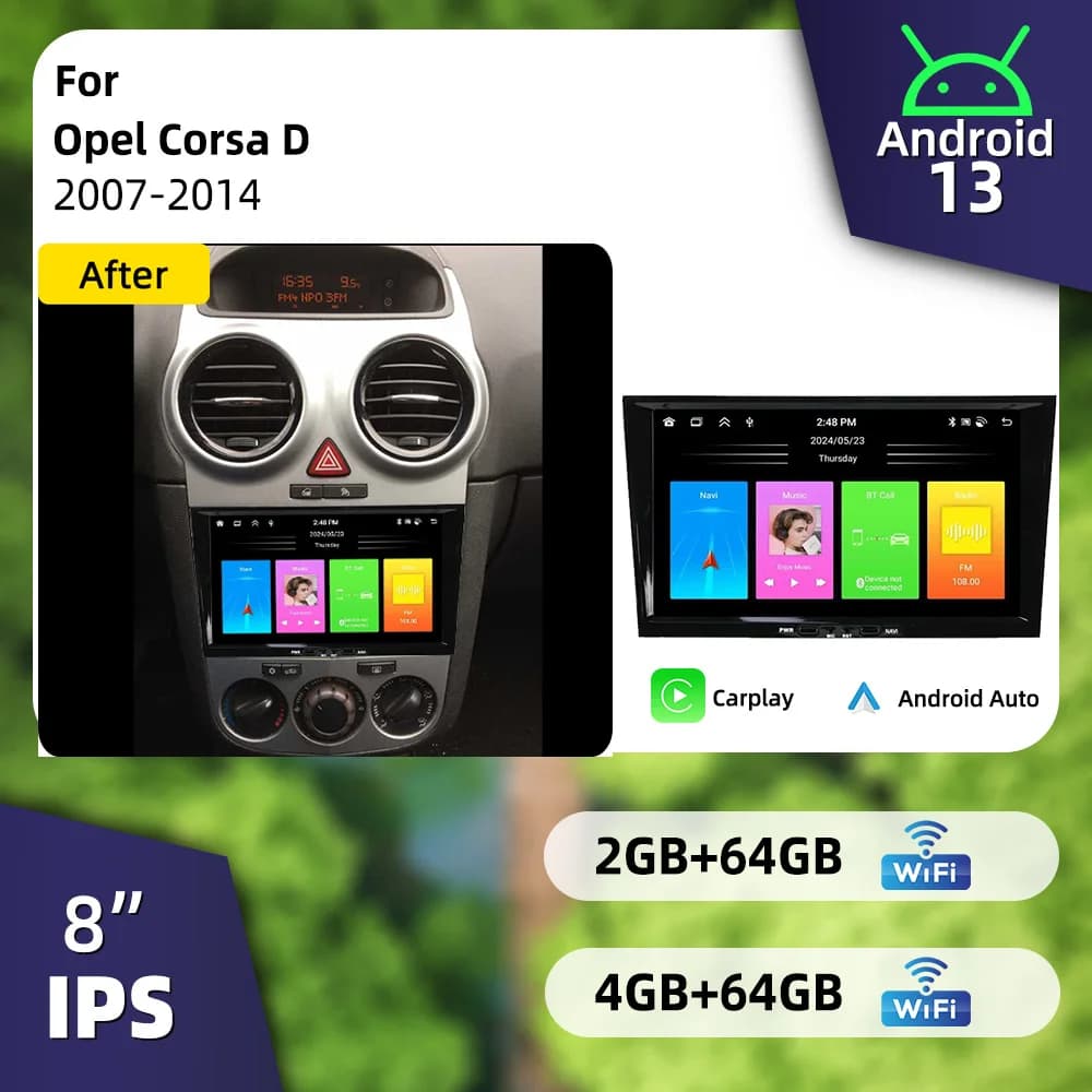 8" Screen Stereo For Opel Corsa D 2007-2014 Carplay Autoradio 2 Din Android Radio GPS WIFI Auto Car Multimedia