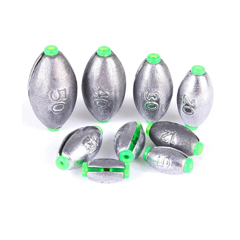 Olive-shaped rain with plastic tube Quick change 2g-50g Open lead weight with scale Fishing equipment accessories on the ocean
