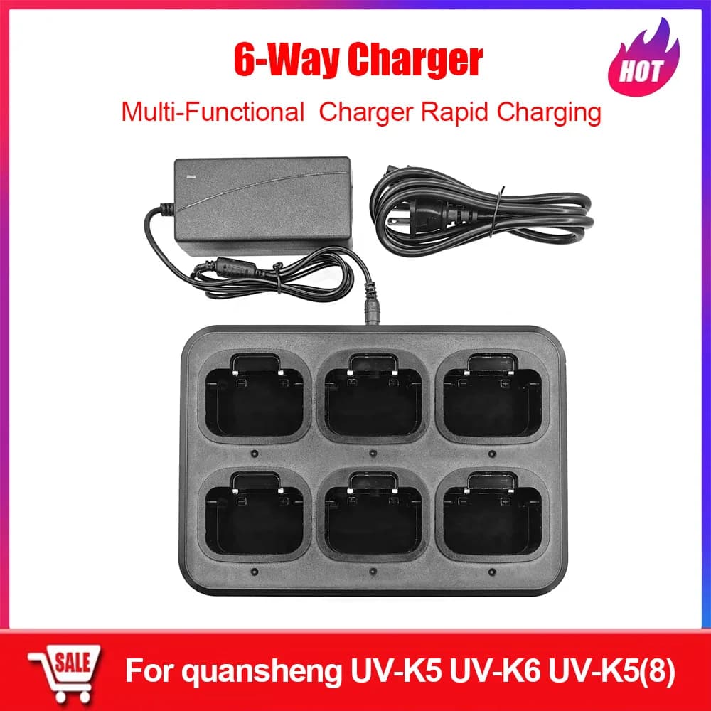 Original Quansheng Walkie-talkie Six-Way Charger Stand Multi Rapid Charger Desktop Battery For Quansheng UV-K5 UV-K6 Radios