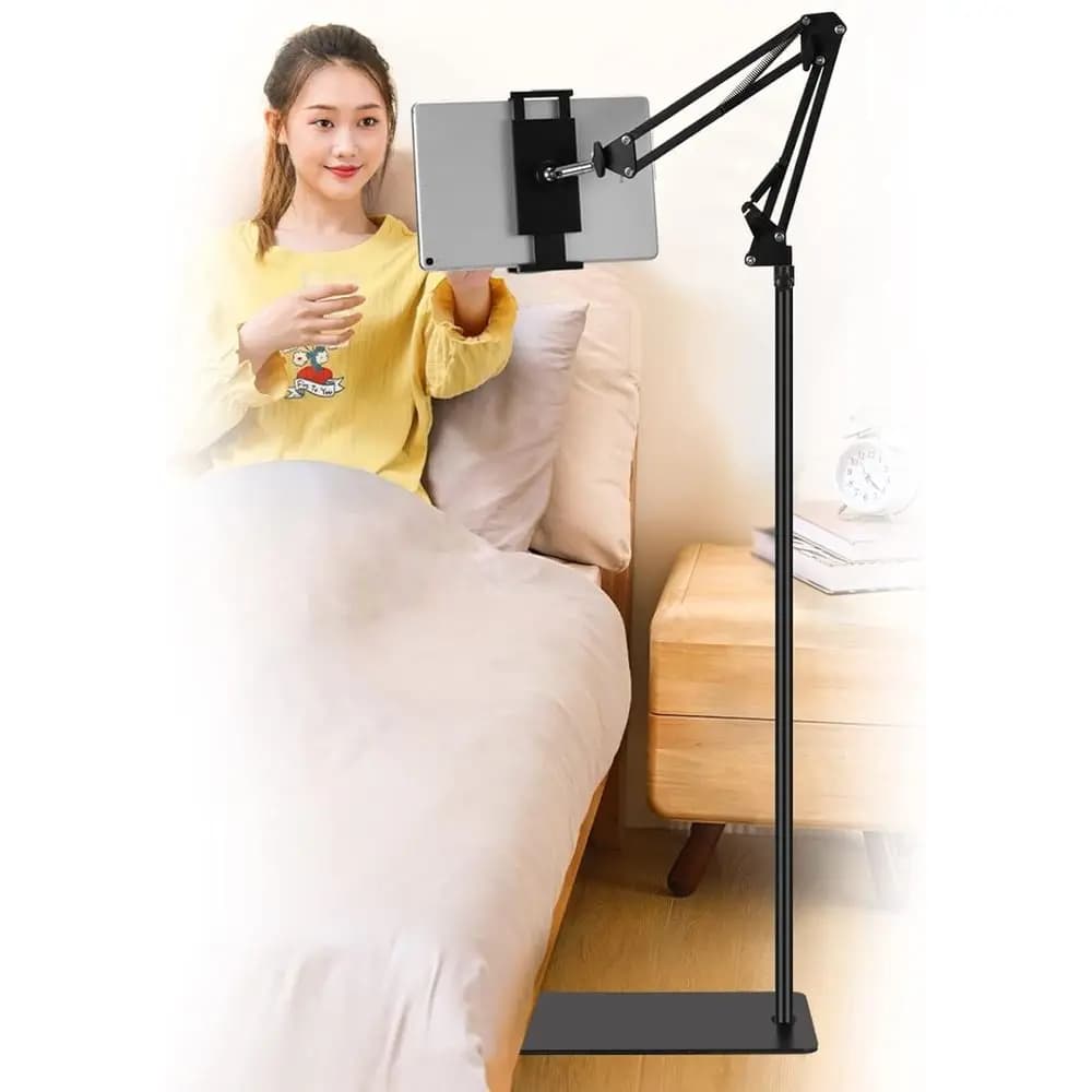 Supporto universale per tablet in metallo ruotabile a 360 gradi per dispositivi da 4,7-12,9 pollici (nero)