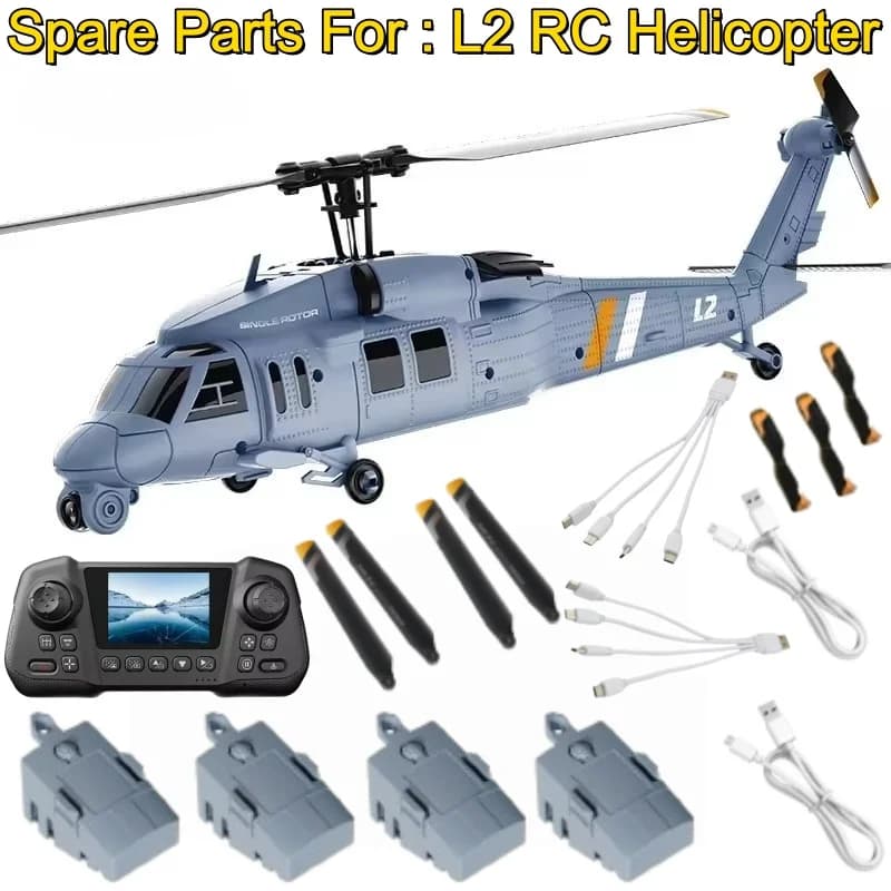 Accessories for RC L2 Flybarless Helicopter with Optical Control, Battery 3.7V 500mAh, Elica, USB Remote Control