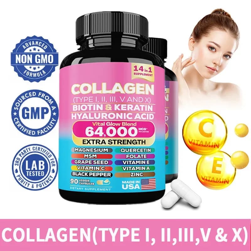 Hydrolyzed collagen capsules at 90 caps, remove stains bags for anti-wrinkle eyes, Anti-aging, NAD supplement +, repair for skin care for women