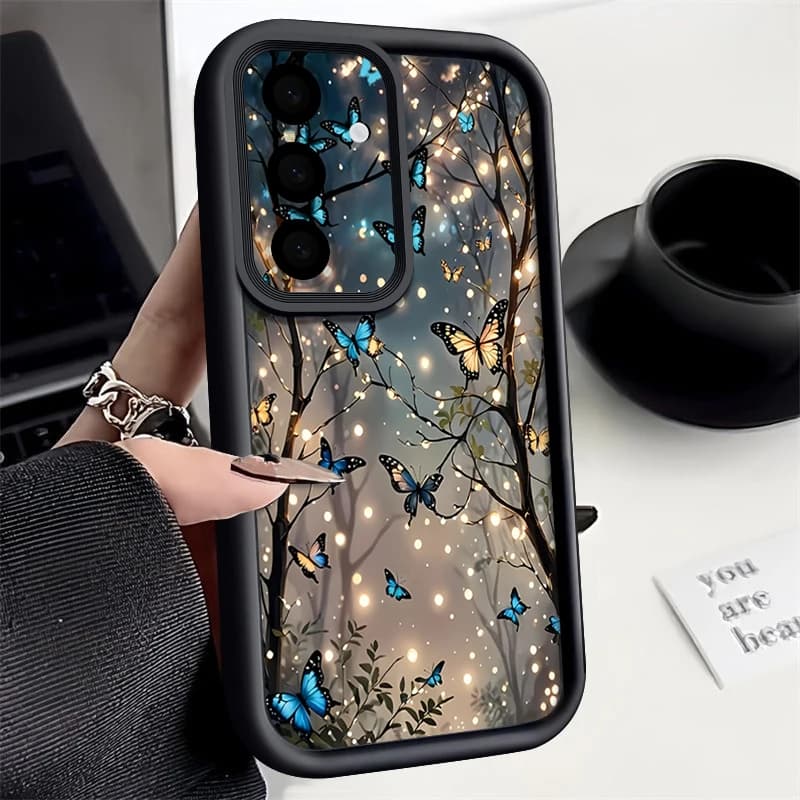 Custodia per telefono con stampa farfalla che si illumina al buio per Samsung Galaxy S26 S25 S24 S23 S21 Ultra S25 Edge S24 S25 FE S22 Plus Cover morbida