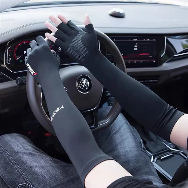 Manicotti Solari UV Lunghi per Ciclismo Uomo Donna, Protezione Solare Rinfrescante, Guanti da Guida per Motociclisti, Coprimano Estivi