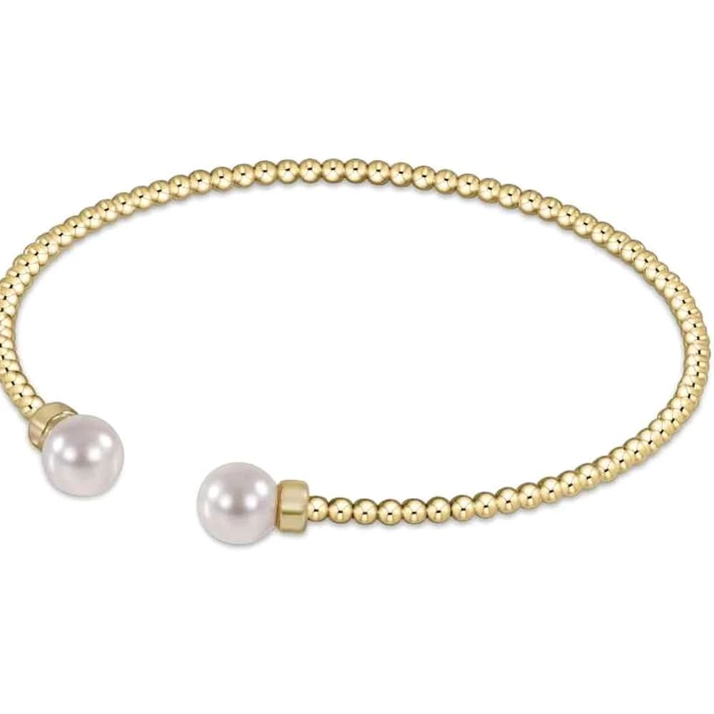 YEEVAA Classic 2mm Bead Cuff Bracelet Bangle with Pearl, Fashion Jewelry Gift for Women Daily Layering