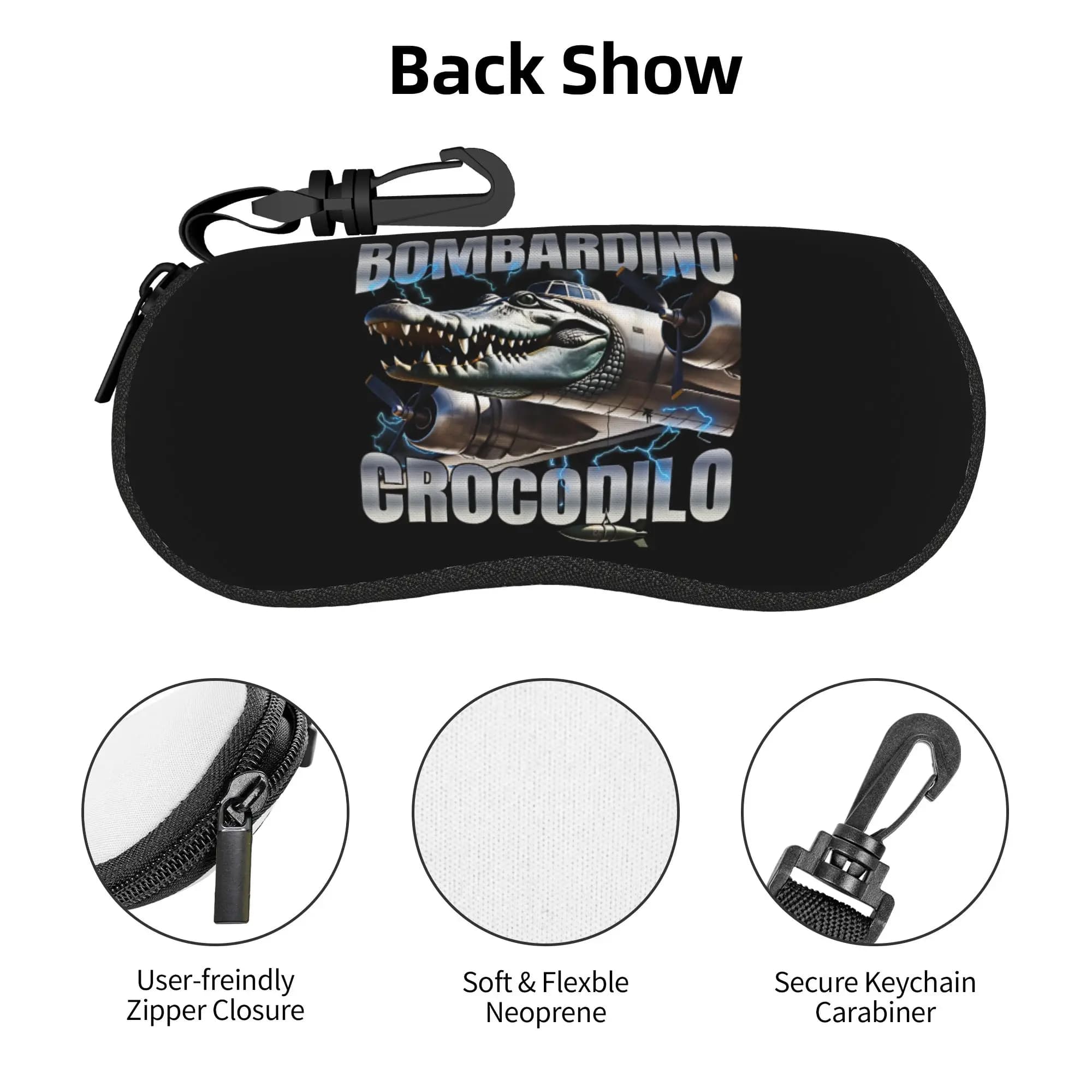 Bombardino Crocodilo Italian Brainrot Glasses Case Cool Funny Meme Shell Eyeglasses Case Sunglasses Box