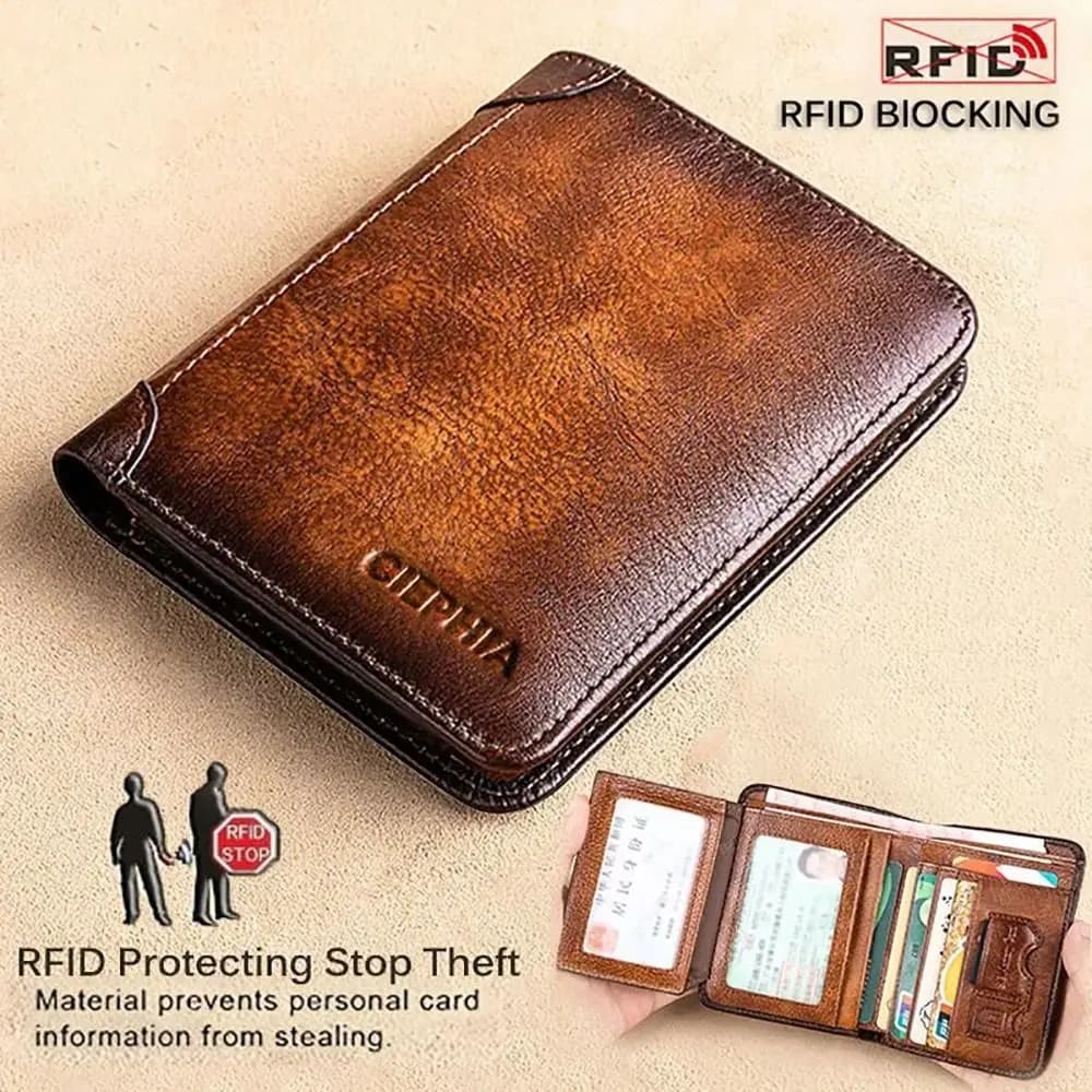 1 Pezzo Nuovo Portafoglio da Uomo in Pelle PU con Blocco RFID, Porta Carte di Credito e Documenti Vintage, Sottile e Multifunzionale