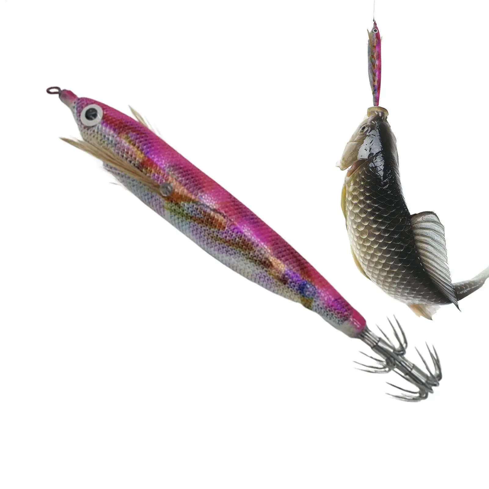 Esca per Calamari 12cm Luminosa con Perline Sonore, Esche da Pesca in Acqua Salata per Spigola, Trota, Pesce Gatto, per Traina in Acqua Dolce e Laghi