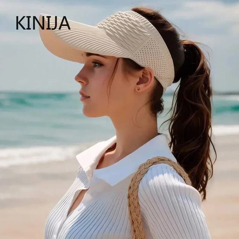 Cappello da sole anti-UV da donna Cappello da visiera superiore vuoto regolabile traspirante per uomo Sport all'aria aperta Tennis Golf Corsa da viaggio Cappello da spiaggia