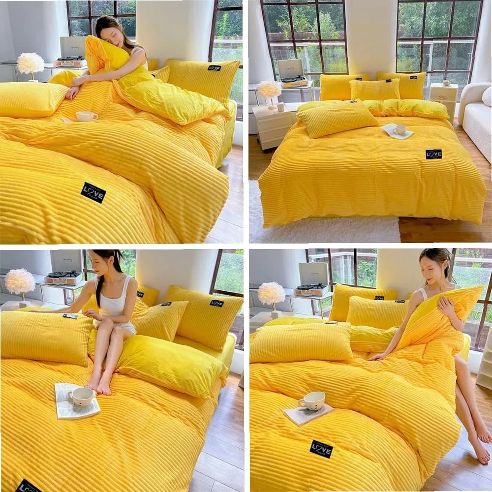 Copripiumino Invernale in Velluto Spesso, Set Biancheria da Letto Tinta Unita, Copripiumino Matrimoniale/Singolo/King Size 220*240cm
