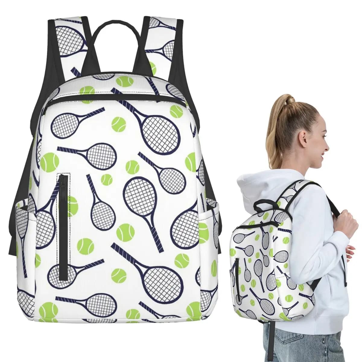 Tennis Racket And Ball Backpack Student BookBag Boys Girls School Bag Computer Shoulder Bags Men Women