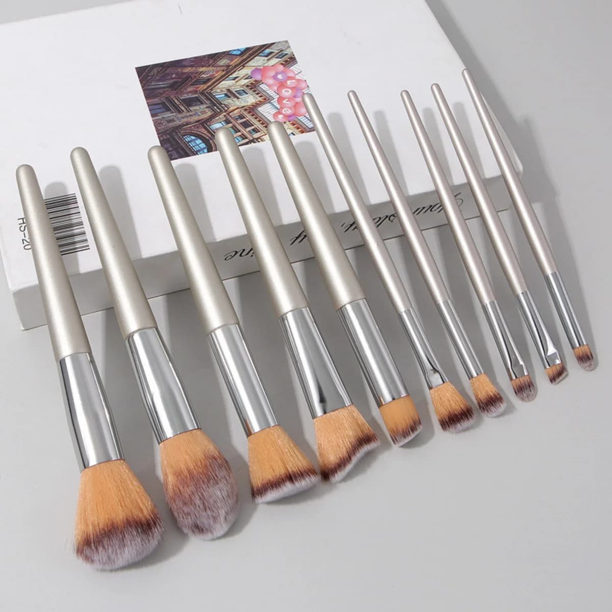 Champagne Gold 10-Piece Professional Makeup Brush Set Foundation Loose Powder Blush Concealer Eye Shadow Brushes