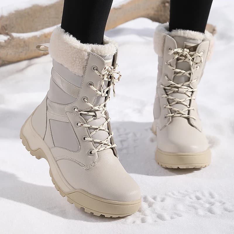 Winter Women's Casual Ankle Boots Waterproof Outdoor Hiking Trekking Sneakers Plush Warm Snow Boots Ladies Lace Up Cotton Shoes
