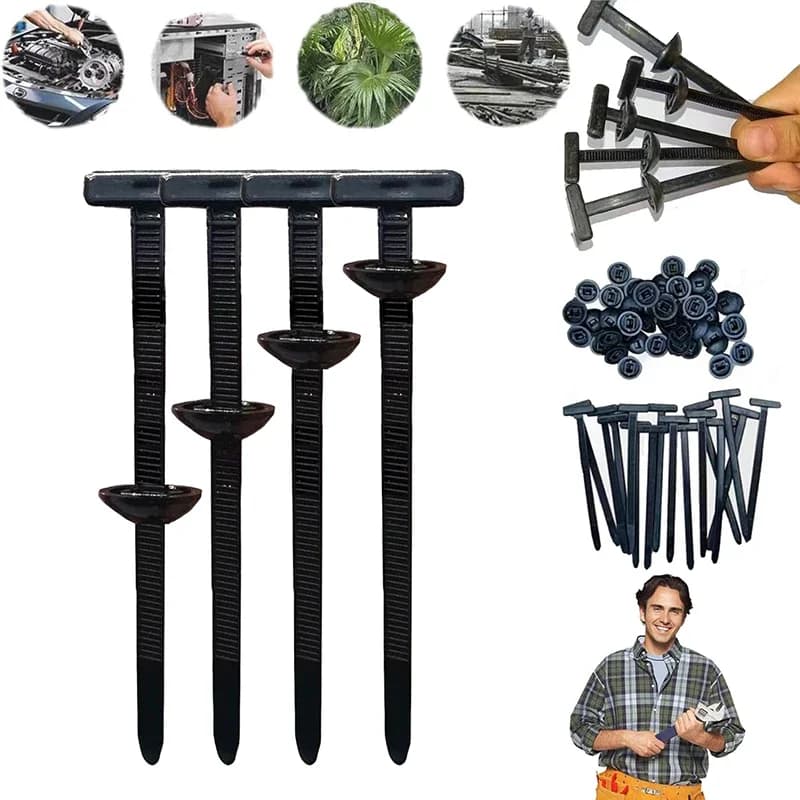 5-200PCS Cinghie per cavi Fibbia per fascette in nylon resistente con design a pulsante perno per riparazione auto Strumento di supporto per fascette autobloccanti
