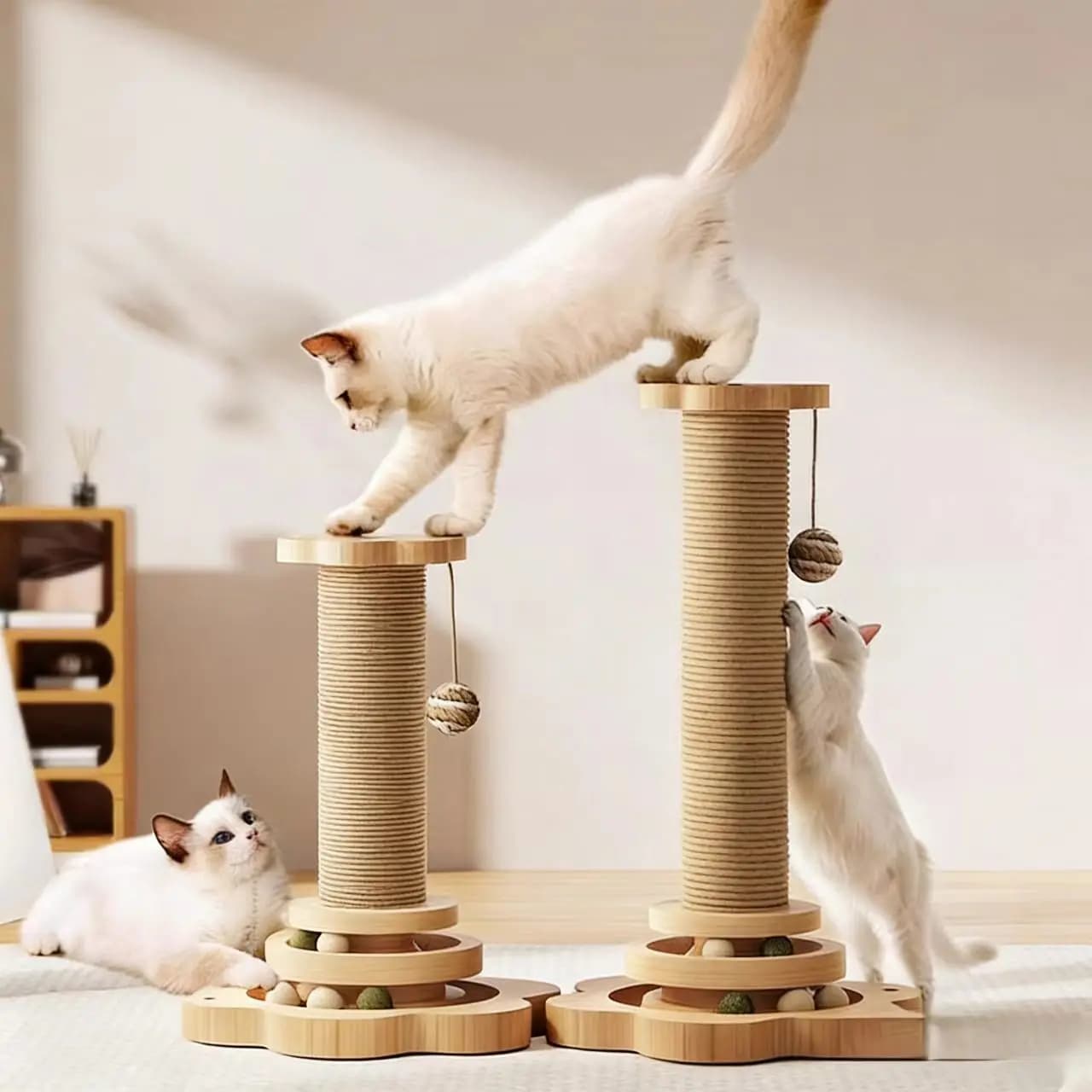 Sisal Cat Scratcher Cat Tree 2-in-1, Wear-Resistant, Non-Shedding, Durable Vertical Scratching Post, Cat Toy Pet Supplies