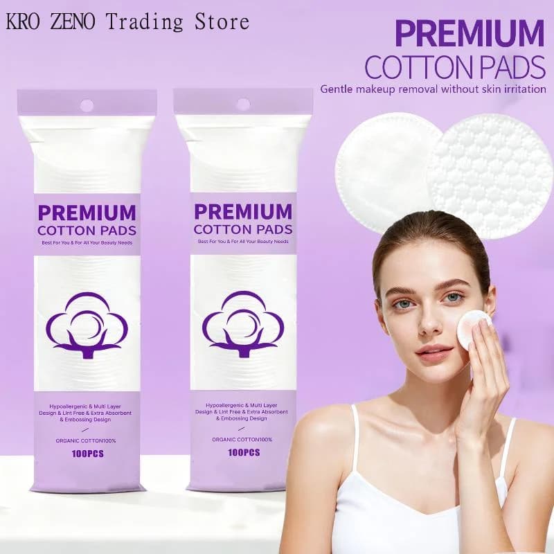 🔝Disposable Makeup Cotton Pad 100/120pcs Soft Round Three Layer Facial Cleaning Wipes Makeup Remover Beauty Cosmetic Cleaning✨