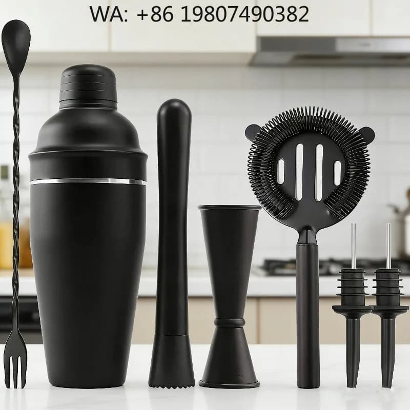 7Pcs Compact Stainless Steel Cocktail Mixing Kit 25oz Martini Shaker Full Bar Tools For Mini Home Bar Holiday Party Hobby
