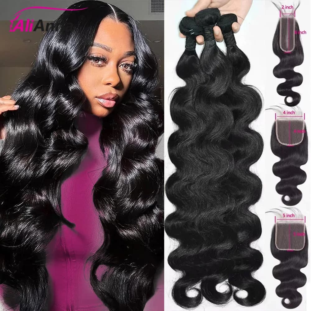 24 26 Inch Human Hair Bundles And Closure Body Wave Bundles With 4x4 Closure Raw Hair Bundles Human Hair 5x5 2x6 HD Lace Closure Brazilian Human Hair Bundles And Weaves Raw Hair Bundles Deals Transparent HD Lace Closure 100% Human Hair Fast Shipping