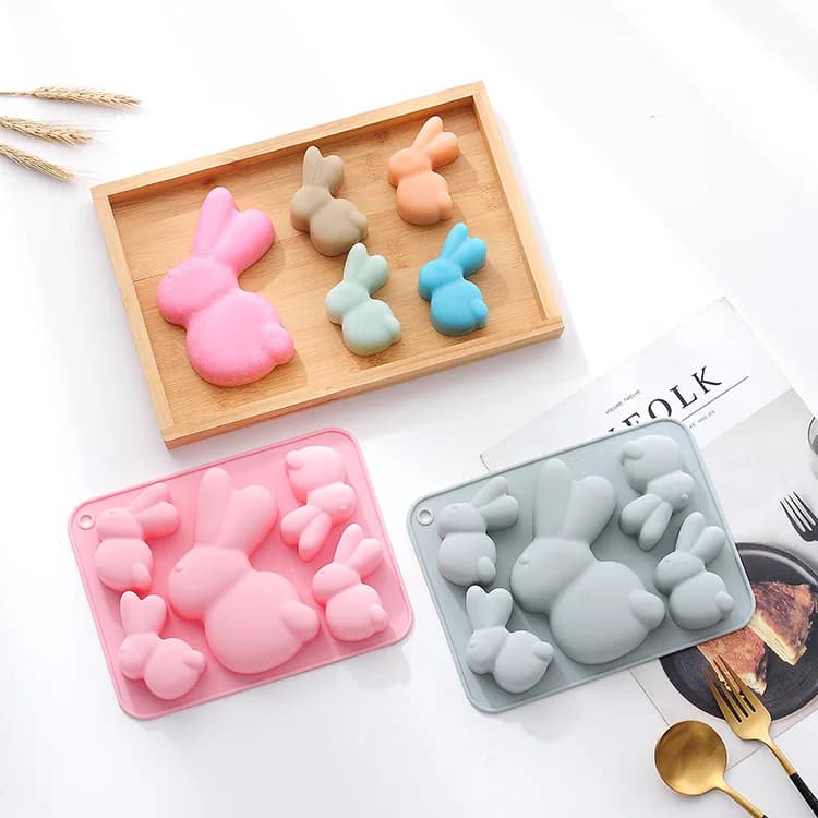 Stampo in Silicone a Forma di Coniglio con Grandi Orecchie per Pasqua, per Torte, Sapone Artigianale e Dolci Festivi