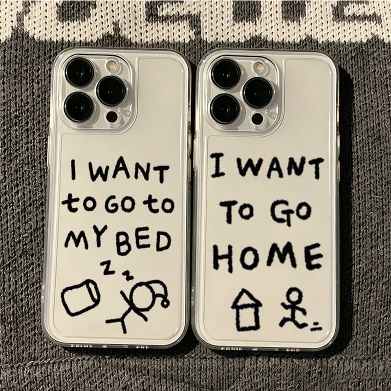 Cover Trasparente Y2K Personalizzata con Scritta 'I Want to Go' per iPhone 17 16 15 14 13 12 11 Pro Max Xr Xs 7 8 Plus Mini