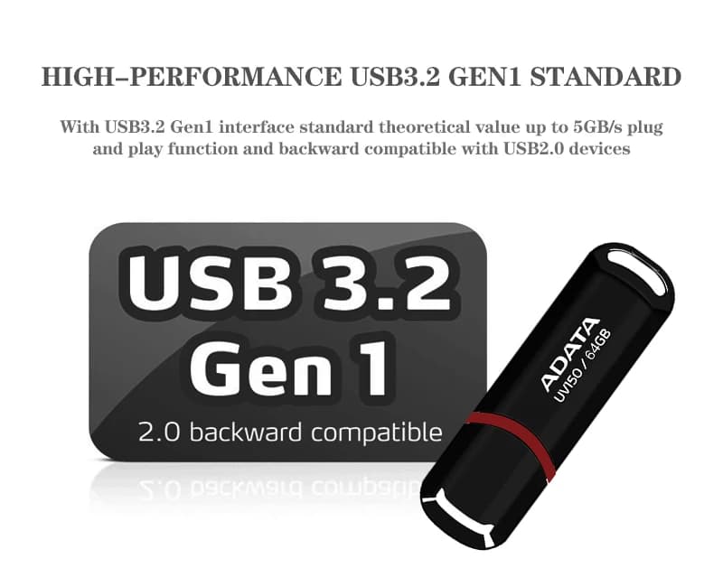 ADATA UV150 USB Flash Drive 128GB 64GB 32GB USB 3.2 Gen 1 Black Red Portable Hot Sale High Speed Memory Stick For PC Laptop