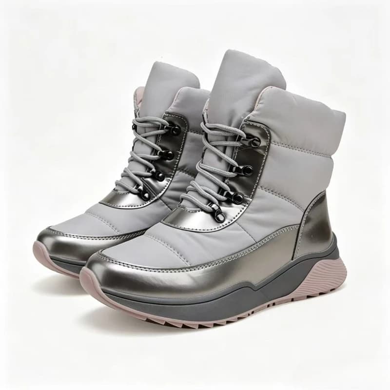 Women's Winter Snow Boots Lace-Up Fleece Lining Non-Slip Wedge Sole Outdoor Hiking Warm Ankle Boots