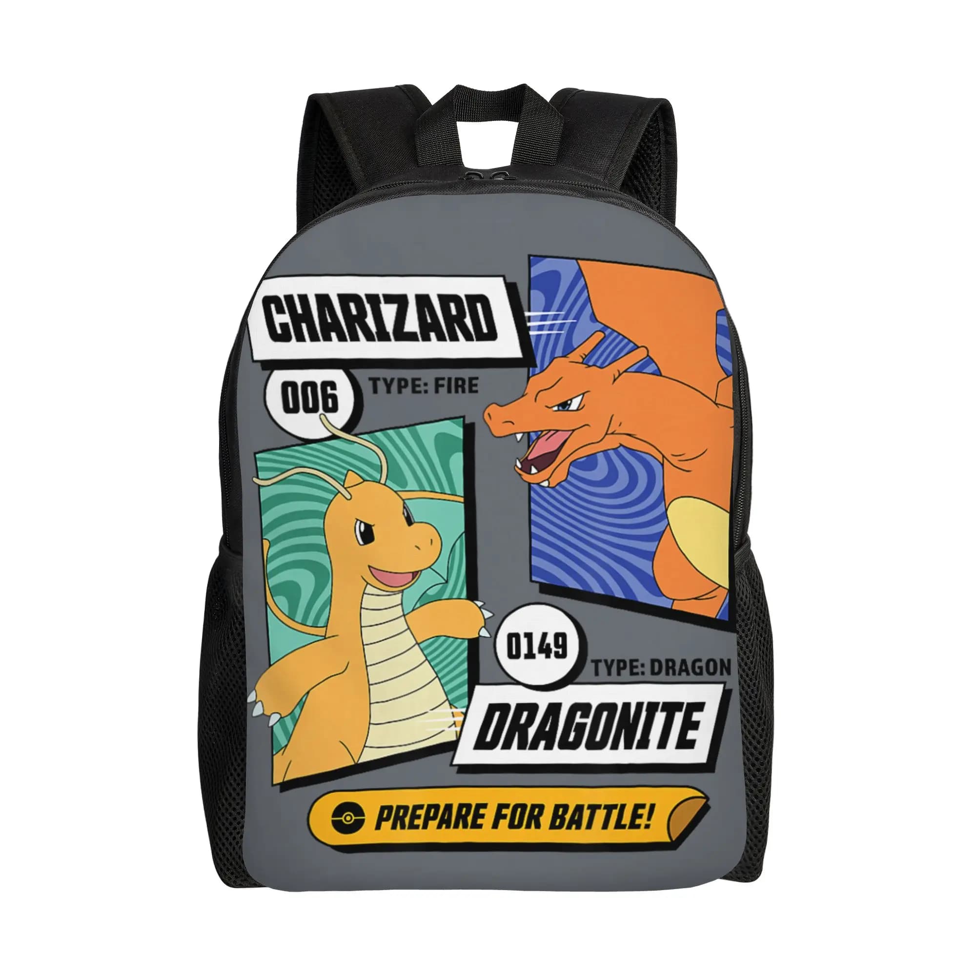 Pokemon backpacks Dragonite Charizard Prepare for Battle Daypack mochila Office Work Sturdy Shoulder Rucksack