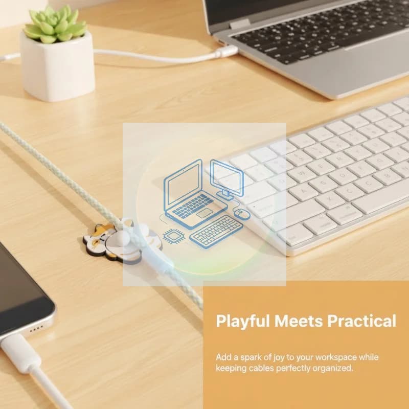 Mini Desktop USB‑C Cable Organizer Wire Holder Protector for Smartphone Headset Charging Cables