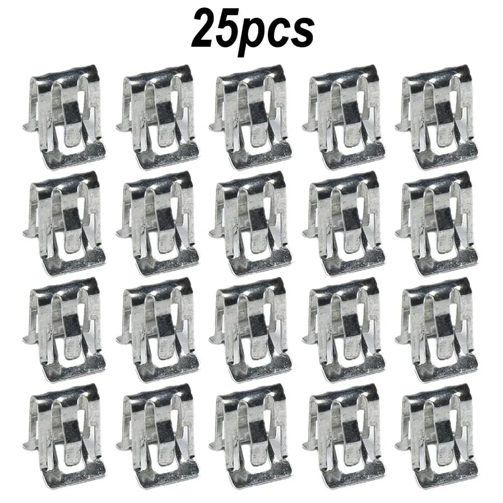 25Pcs Metal Fastener Clips Dashboard Side Panel Audio Clips1/2 X 5/8 Car Retainer Moulding Trim Accessories Auto Fastener Clips