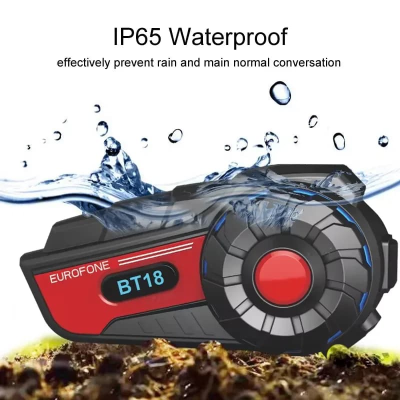 BT18 Motorcycle Helmet Intercom IP67 Waterproof Wireless Headset 800M 2 Rider Walkie Talkie Bluetooth Communication System