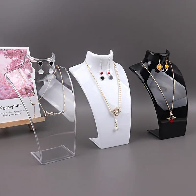 Plastic Mannequin Necklace Display Bust Stand Holder Jewellry Mannequin Bust Rack for Necklaces Pendant Earrings Display Shelf