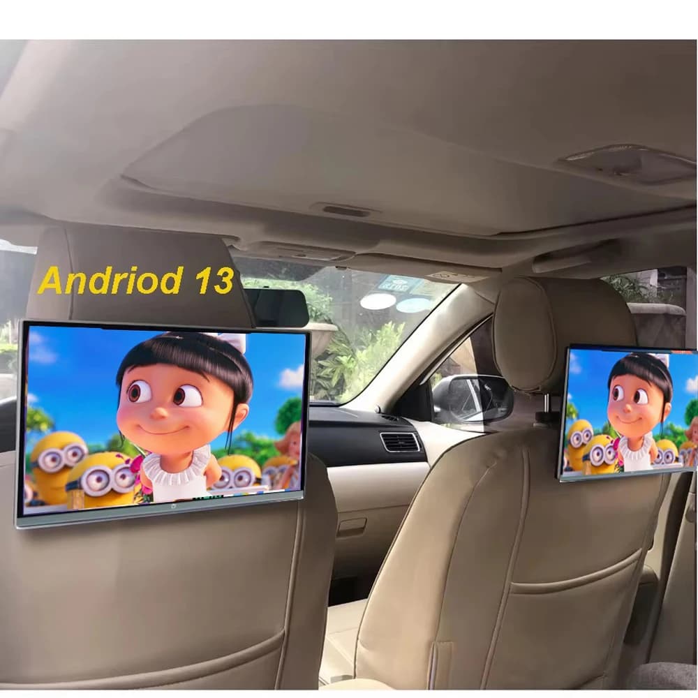 Monitor Poggiatesta Auto 2026 da 13.3" IPS Touch Tablet PC 4K Android 14 RAM 2G ROM 32GB con Telecomando per Giochi HDMI IR AV FM USB APP