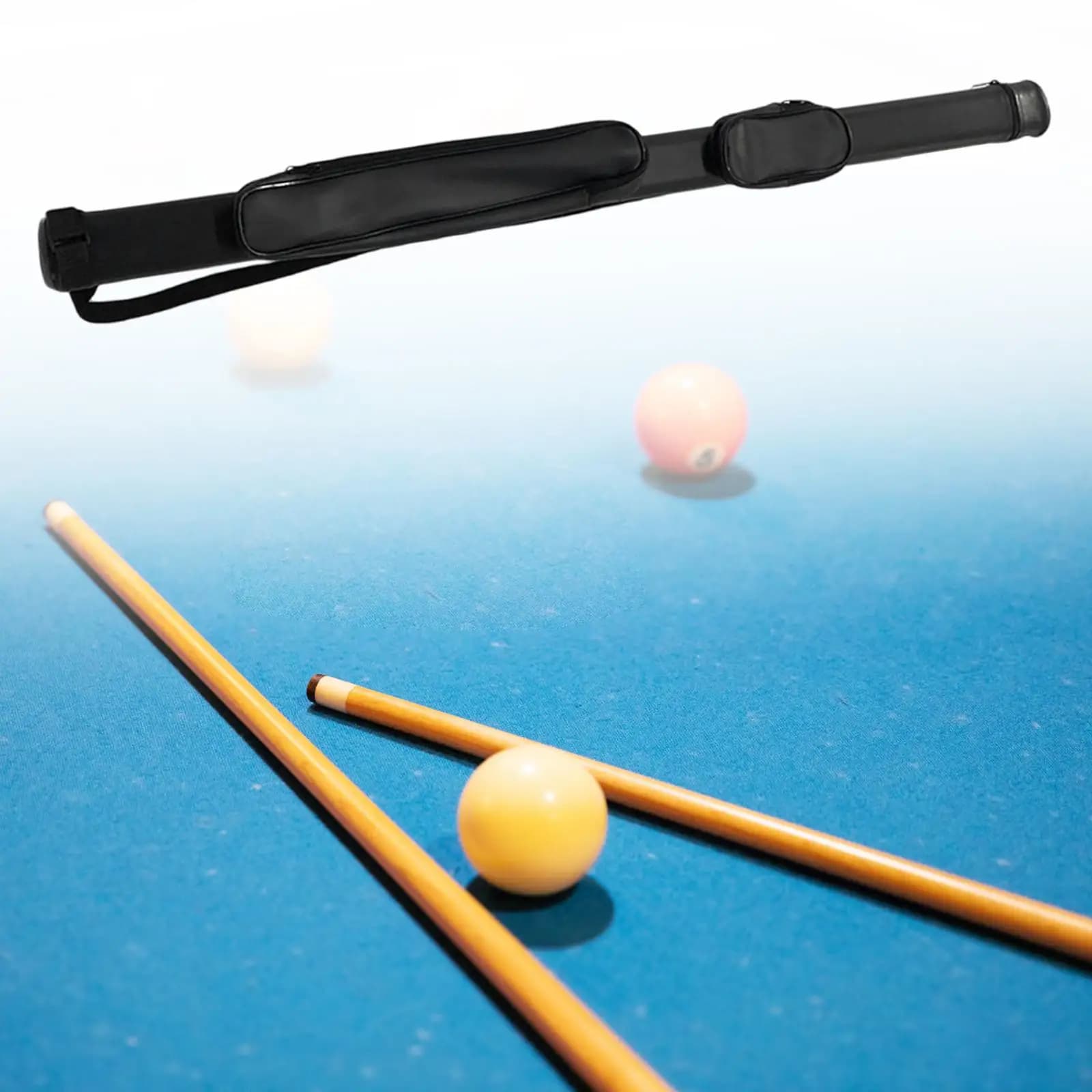 Billiard Pool Cue Stick Carrying Case with Side Pocket 2 Holes Pool