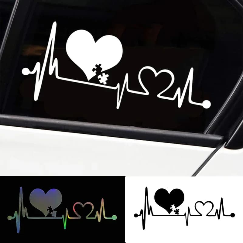 Adesivo per Auto ECG Battito Cardiaco 16x7cm, Decalcomania in Vinile per Moto, Finestrino Auto, Carrozzeria, Paraurti, Laptop, Accessori Decorativi per Tuning Auto