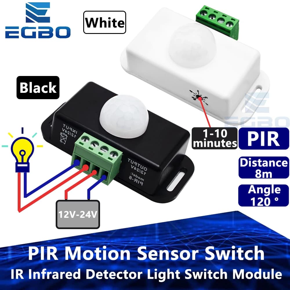 1 ~ 3PCS DC 12V 24V 8A Regolazione automatica PIR Interruttore del sensore di movimento IR Rivelatore a infrarossi Modulo interruttore della luce per la lampada della luce di striscia a LED