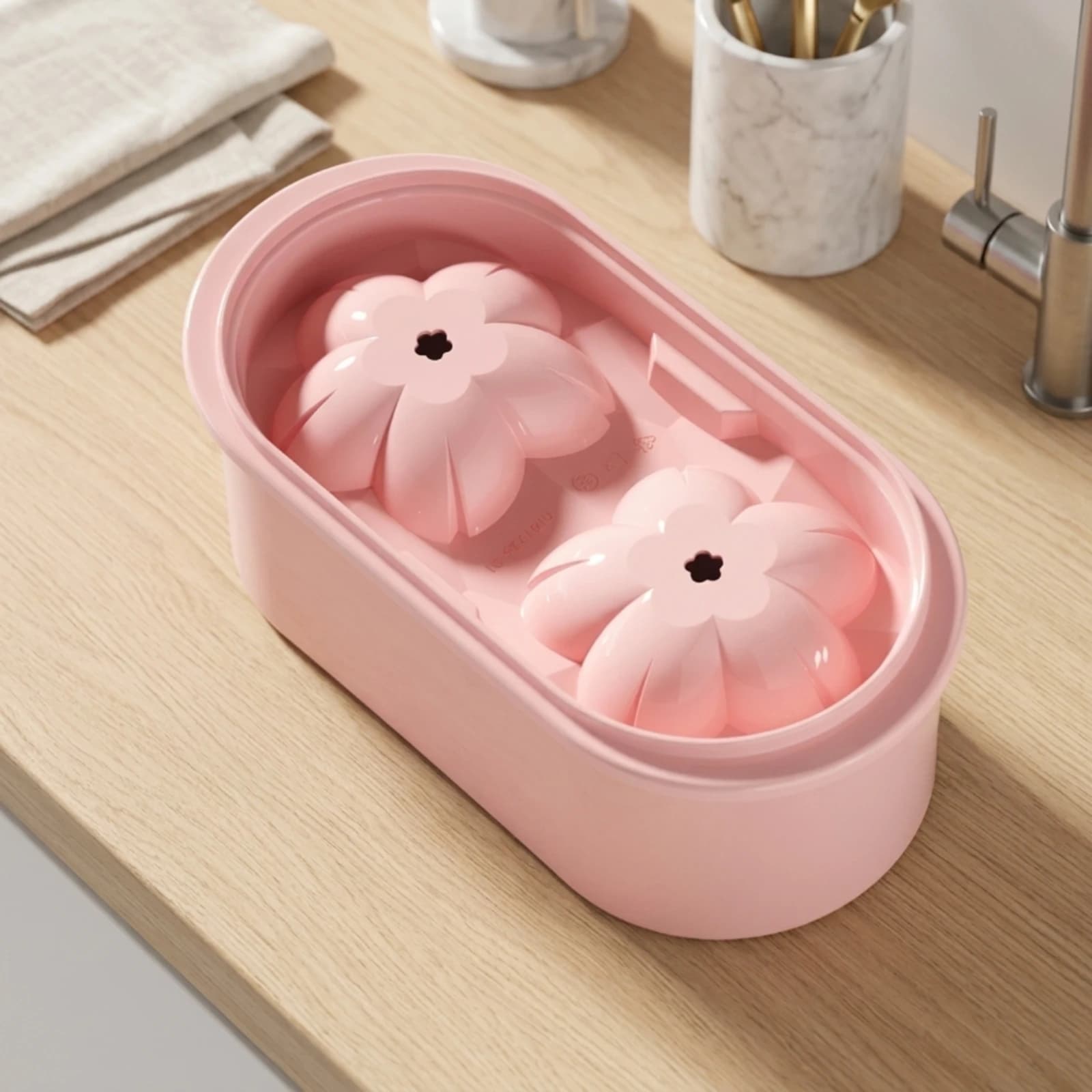 Cherry Blossom Ice Mold Floral-Shaped Flower Ice Tray Cherry Blossom Mold Easy Release Decorative for Hosts, Parties, Kitchen