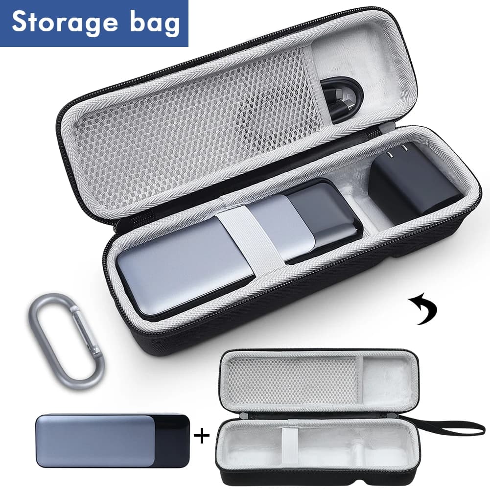 Custodia da trasporto EVA impermeabile antiurto antigraffio con corda a mano e moschettone per Anker 737 Power Bank (PowerCore 24K) 24000mAh