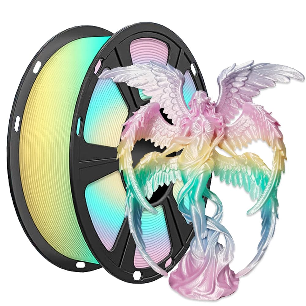 Silk PLA 3D Printer Filament 1.75mm is Suitable For Most 3D Printers, Rainbow Color 1KG (2.2lbs) 1 Roll
